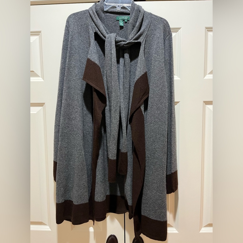 Ralph Lauren size L gray wool cardigan